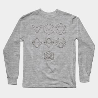 Polyhedral Dice Diagram (Dark) Long Sleeve T-Shirt